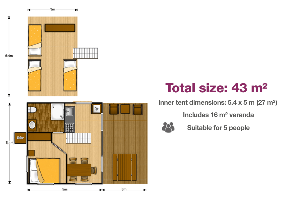 5.4x5 Grand Safari Tent floor plan