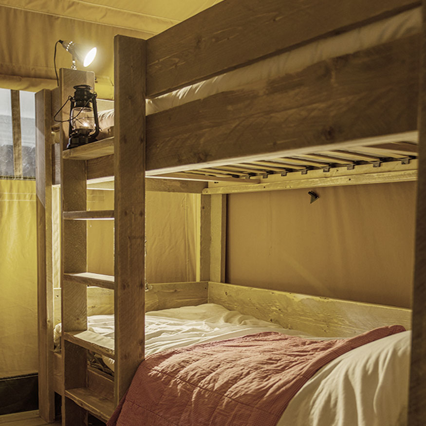 Wooden Framed Safari Tent Bunk Beds, Bunk Beds Plymouth